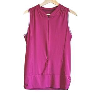 Athleta Women's Active Front Zip Tank Top Back Pocket Pink Size Medium